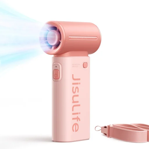 Jisulife Kézi Ventilátor Life9 5000mAh Hordozható USB Ventilátor - Rózsaszín - 5