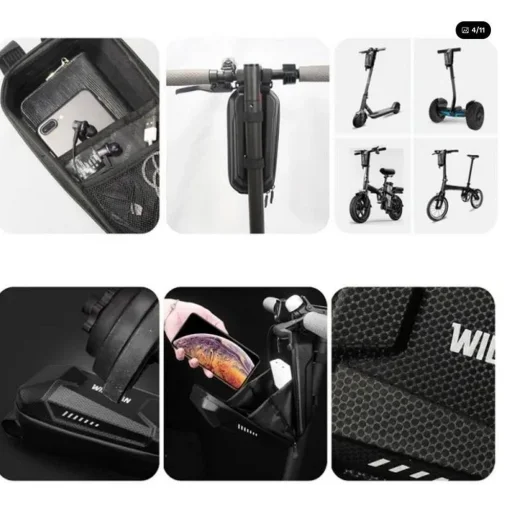 WILDMAN utazótáska kerékpárvázra cipzárral 1,2L (4 "- 7") ES10 fekete - 6