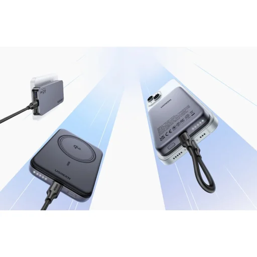 Ugreen PB763 Mágneses 10000mAh Powerbank, Qi2, USB-C, 20W (Fekete) - 9