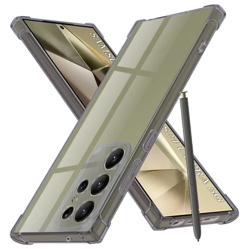 Samsung Galaxy S24 Ultra - Techsuit - Ütésálló Átlátszó Szilikon - Füstfekete. tok - 1