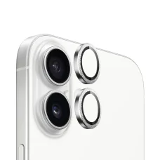  Blueo - Eredeti fémkeretes lencsevédő (2 darab) - iPhone 16 / iPhone 16 Plus - Ezüst üvegfólia