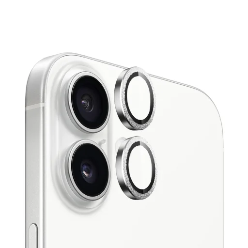  Blueo - Eredeti fémkeretes lencsevédő (2 darab) - iPhone 16 / iPhone 16 Plus - Ezüst üvegfólia - 1