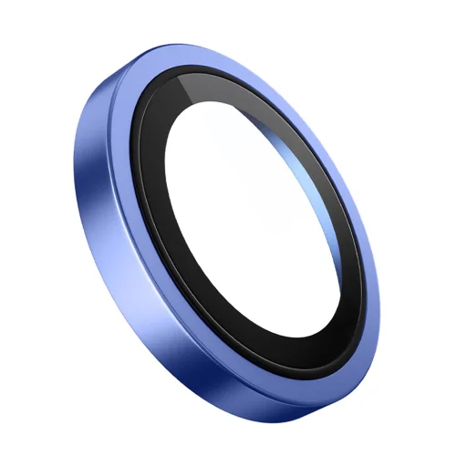  Blueo - Eredeti fémkeretes lencsevédő (2 darabos) - iPhone 16 / iPhone 16 Plus - Kék üvegfólia - 3