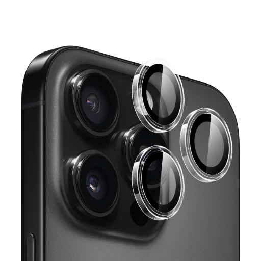  Blueo - Eredeti Fémkeretes Lencsevédő (3 darab) - iPhone 16 Pro / iPhone 16 Pro Max - Átlátszó üvegfólia - 1