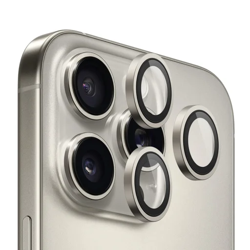  Blueo - Eredeti Fém Keret Lencsevédő (3 darabos csomag) - iPhone 16 Pro / iPhone 16 Pro Max - Natúr Titán üvegfólia - 1