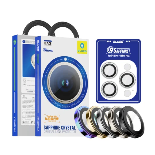  Blueo - Eredeti Zafír Kristály Lencse Üveg (3 darabos) - iPhone 16 Pro / iPhone 16 Pro Max - Színes üvegfólia - 13