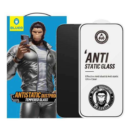 Blueo - Antisztatikus HD Üveg - iPhone 15 / iPhone 16 - Fekete üvegfólia - 1