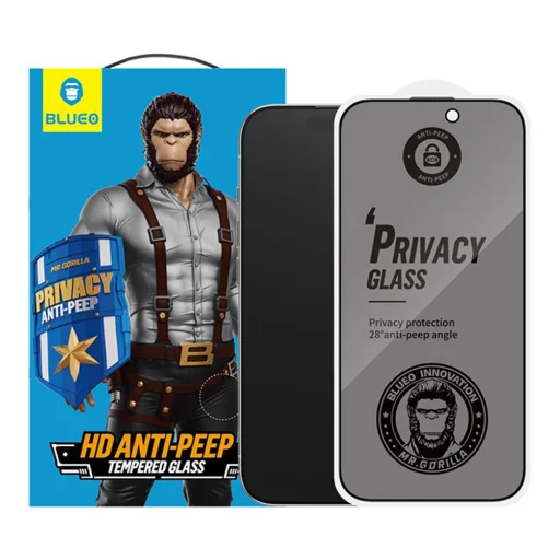  Blueo - Adatvédelmi üvegfólia - iPhone 16 Pro - Fekete üvegfólia - 1