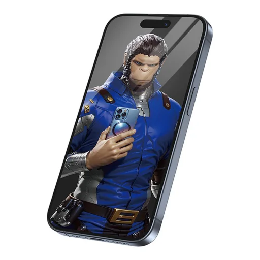  Blueo - Törésálló Üveg - iPhone 14 Pro / iPhone 15 / iPhone 16 - Fekete üvegfólia - 2