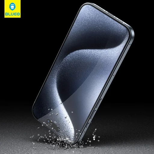  Blueo - Törésálló Üveg - iPhone 14 Pro / iPhone 15 / iPhone 16 - Fekete üvegfólia - 4