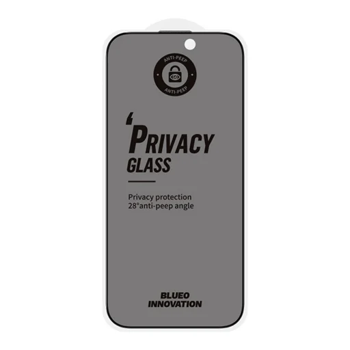  Blueo - Kémlelődés elleni üveg - iPhone 16 Pro - Matt fekete üvegfólia - 3