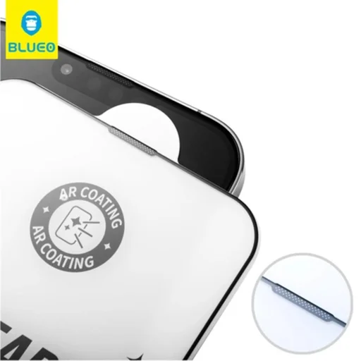  Blueo - Tükröződésmentes HD üveg - iPhone 15 / iPhone 16 - Fekete üvegfólia - 4