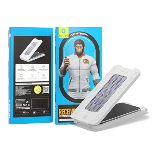  Blueo - Porálló HD Üveg Applikátorral Pro - iPhone 16 Pro Max - Fekete üvegfólia - 1