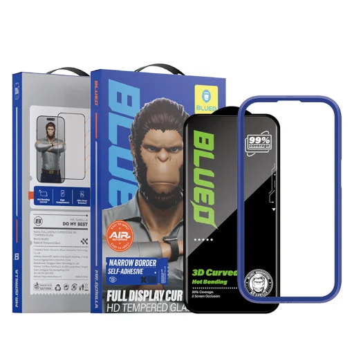  Blueo - 3D HD Teljes Ragasztó - iPhone 16 Pro Max - Fekete üvegfólia - 1