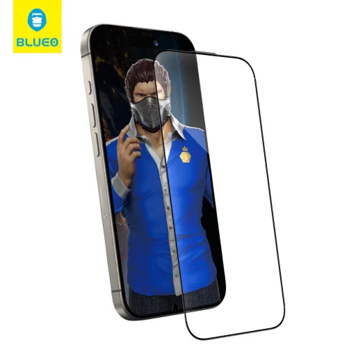  Blueo - Pormentes HD Üveg - iPhone 15 / iPhone 16 - Fekete üvegfólia - 2