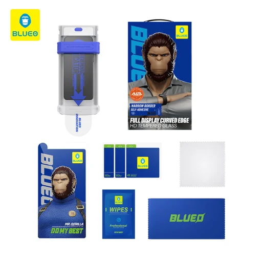  Blueo - 3D HD Teljes Ragasztású Üveg Applikátorral Pro - iPhone 16 Pro Max - Fekete üvegfólia - 3