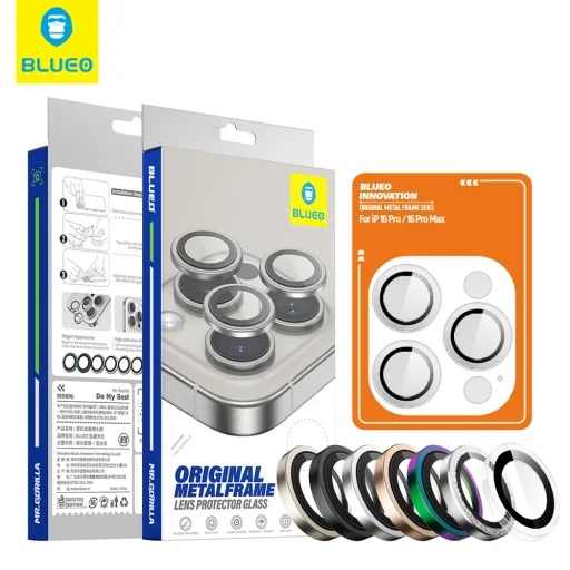 iPhone 13 Pro / iPhone 13 Pro Max Arany Blueo - Original Metal Frame Lencsevédő (3 db) - 3
