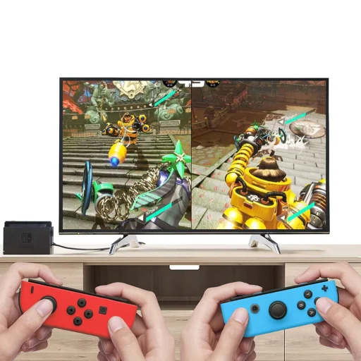 Techsuit - Vezeték nélküli kontroller Nintendo Switch-hez (THSWC) - Beépített 360°-os Joystickkal, 450mAh, 6 tengely - Piros/Kék - 3