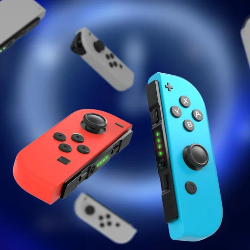 Techsuit - Vezeték nélküli kontroller Nintendo Switch-hez (THSWC) - Beépített 360°-os Joystickkal, 450mAh, 6 tengely - Piros/Kék - 4