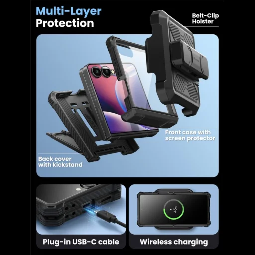  Galaxy Z Flip 7 fekete Supcase Iblsn Armorbox tok - 13