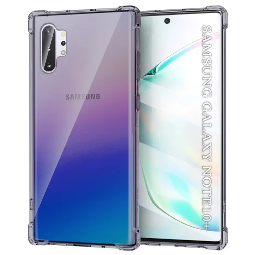 Samsung Galaxy Note 10 Plus 4G / Note 10 Plus 5G - Techsuit - Ütésálló Átlátszó Szilikon Tok - Füstfekete tok - 1