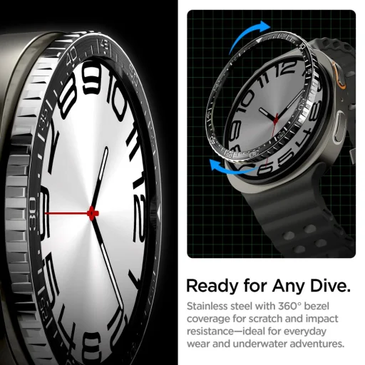 Spigen Bezel Tune Diver Samsung Galaxy Watch 8 (44 mm) Fekete - 12
