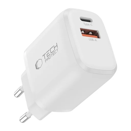 Tech-Protect NCA45W-GAN 2-portos hálózati töltő Pd 45W / Qc3.0 Fehér - 2