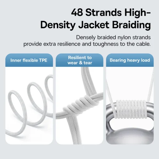 Baseus - Gem adatkábel (P10373001211-00) - USB-C - Lightning, Gyors töltés 20W, 1m - Holdfehér - 3