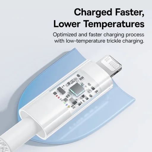 Baseus - Gem adatkábel (P10373001211-00) - USB-C - Lightning, Gyors töltés 20W, 1m - Holdfehér - 5