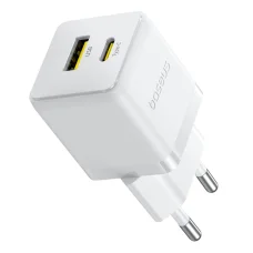 Baseus - Fali töltő Palm (CCZC20UE) - 2 az 1-ben gyors töltő, USB, Type-C, 20W, 5V/3A - Holdfehér