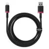 Baseus - Dura sorozat adatkábel (P10377801U01-03) - USB Lightning csatlakozó, Gyors töltés, 2.4A, 480Mbps, Nejlon, 2 m - Piros / Fekete thumbnail