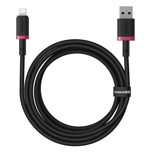 Baseus - Dura sorozat adatkábel (P10377801U01-03) - USB Lightning csatlakozó, Gyors töltés, 2.4A, 480Mbps, Nejlon, 2 m - Piros / Fekete - 1