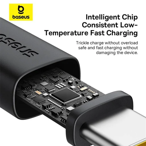 Baseus - Dura Series adatkábel (P10377802U01-01) - USB - Type-C, Gyors töltés, 60W, 480Mbps, Nejlon, 1m - Piros / Fekete - 3