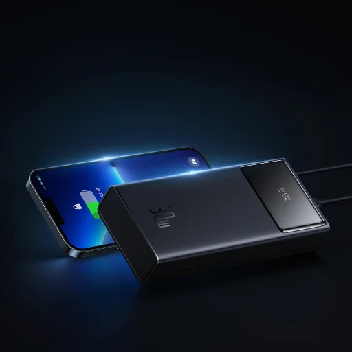 Baseus - Star-Lord Power Bank (P10022904113-00) - 2x USB, Type-C, Micro-USB, 30W, 20000mAh, Type-C kábel, 3A, 30cm - Fekete - 6