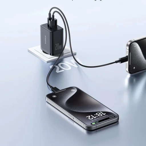 Baseus - Fali töltő (P10111403113-00) - USB, Type-C, Gyors töltés 20W - Fekete klaszter - 3