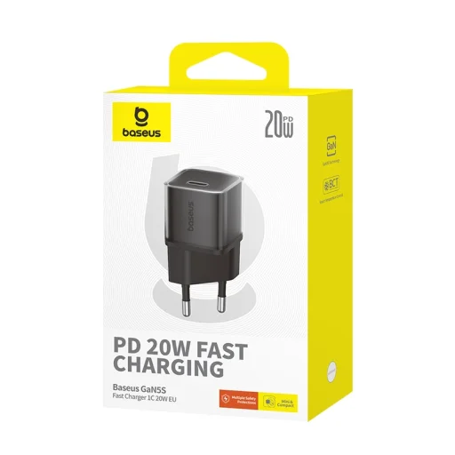 Baseus - Fali Töltő (P10162503113-00) - GaN5S, Type-C, 20W - Fekete - 7