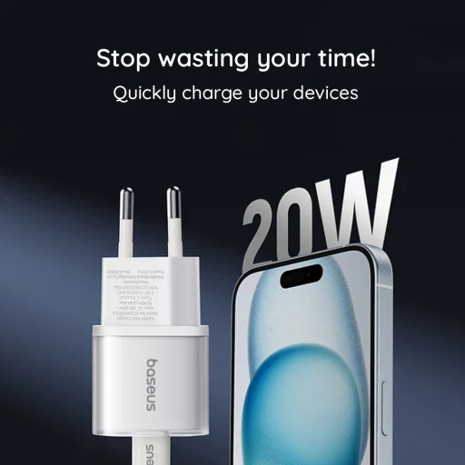 Baseus - Fali Töltő (P10162503113-00) - GaN5S, Type-C, 20W - Fekete - 3