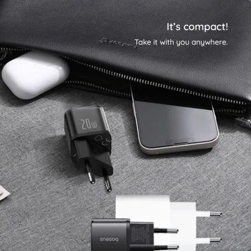 Baseus - Fali Töltő (P10162503113-00) - GaN5S, Type-C, 20W - Fekete - 4