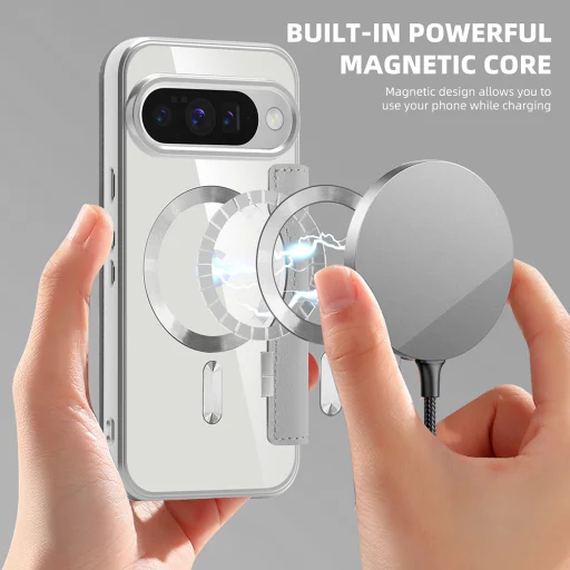 Google Pixel 10 / 10 Pro - SmartMag Könyv Tok - Szürke - Techsuit tok - 6