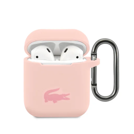  AirPods 1/2 Pink Lacoste Folyékony Szilikon Fényes Nyomtatott Logós Tok - 1