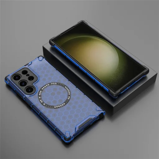 Samsung Galaxy S24 Ultra Techsuit - HoneyComb Shield MagSafe - Kék tok - 5