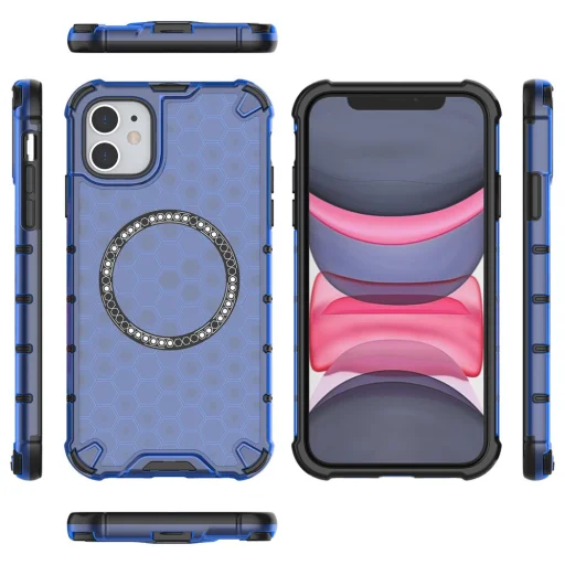 iPhone 11-hez való Techsuit - HoneyComb Shield MagSafe tok - Kék - 4