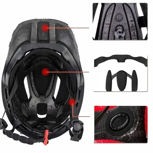 Rockbros TT-32SBPP-M gyerek kerékpáros sisak levehető állvédővel, M méret - lila-rózsaszín - 3