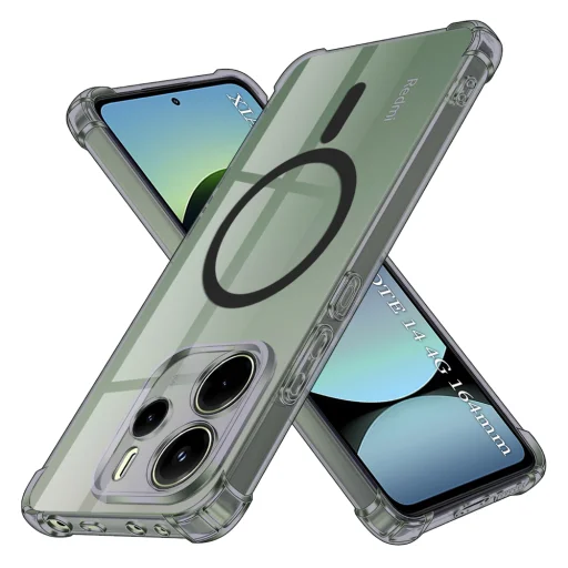  Xiaomi Redmi Note 14 4G (Regional) - Techsuit ütésálló átlátszó szilikon tok MagSafe - Füstfekete - 1