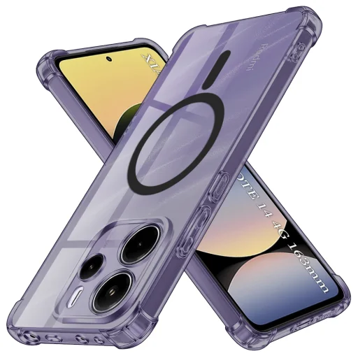  Xiaomi Redmi Note 14 4G (Standard) - Techsuit - Ütésálló Átlátszó Szilikon MagSafe Tok - Füst Fekete tok - 1