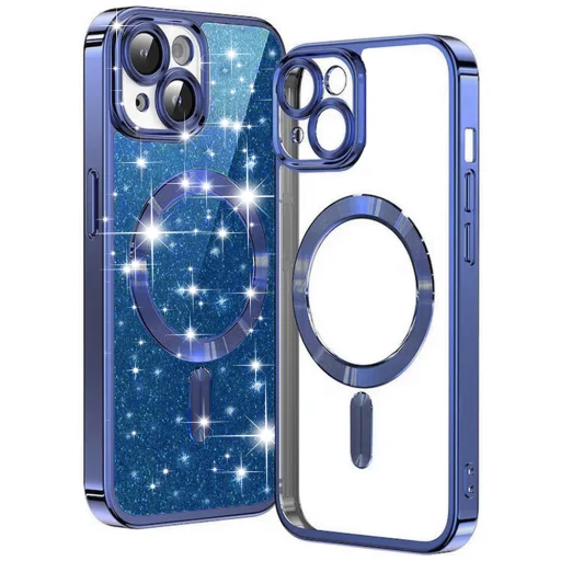  Techsuit - Luxus Csillogó MagSafe - iPhone 15 Plus - Mélykék tok - 1