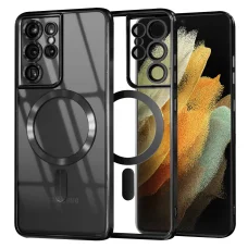 Samsung Galaxy S21 Ultra 5G - Techsuit - Luxus Kristály MagSafe - Fekete tok