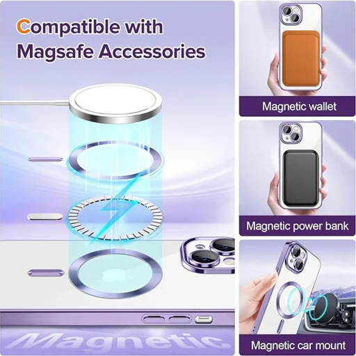 iPhone 13 - Luxus Crystal MagSafe tok - Light Purple - Techsuit - 5