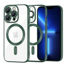 iPhone 13 Pro Max - Techsuit - Luxus Kristály MagSafe Tok - Mélyzöld tok