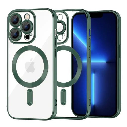 iPhone 13 Pro Max - Techsuit - Luxus Kristály MagSafe Tok - Mélyzöld tok - 1
